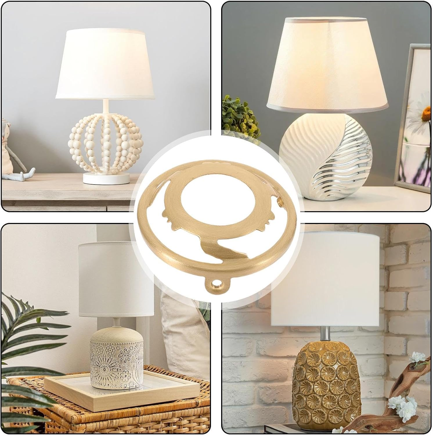 Lamp Shade Adapter Ring,Lamp Shade Collar Rings, Lamp Shade Holder with Neck for Lamp, Harp Saddle, Lighting Components with Adapter image number 6
