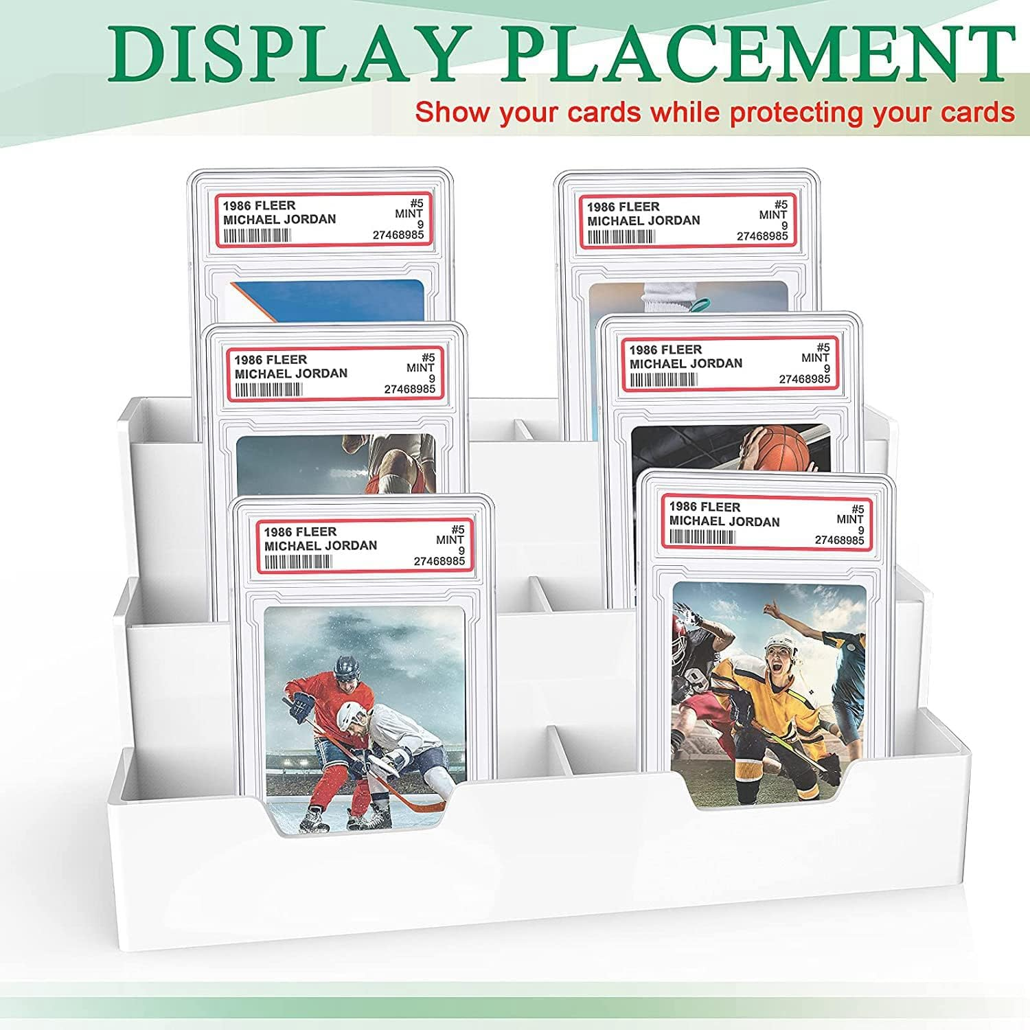10 Pcs Trading Cards Protector Case Acrylic Clear Graded Card Holders with Label Position Hard Card Sleeves image number 4