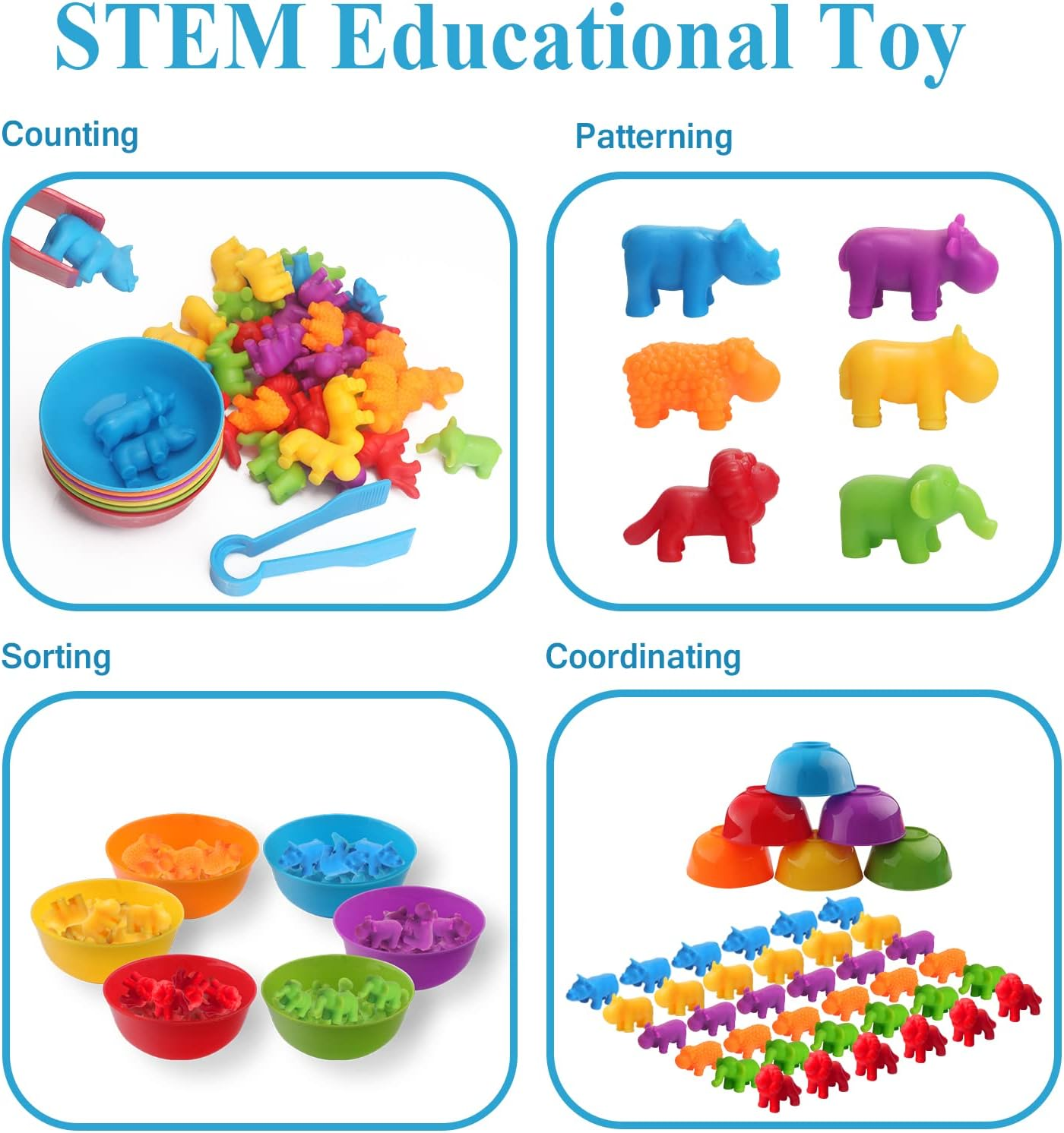 GIGITIGER Counting Animals Matching Game with Sorting Cups, Montessori Sorting & Counting Toys, Preschool Color Learning Toys for 3 4 5 Years Old Girls Boys,Educational Toy for Toddler (36 Animals) image number 3