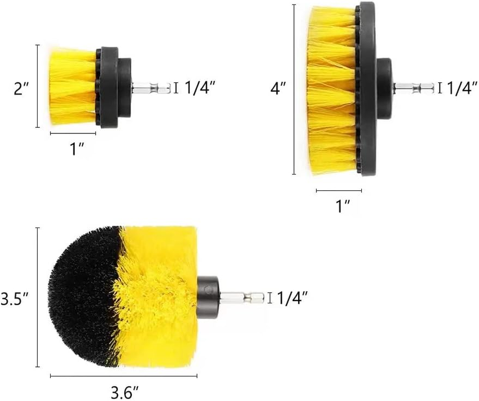 7Piece Drill Brush Attachments Set,Scrub Pads & Sponge, Power Scrubber Brush with Extend Long Attachment All Purpose Clean for Grout, Tiles, Sinks, Bathtub, Bathroom, Kitchen