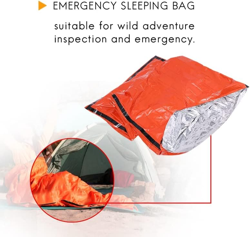 Emergency Blanket, Camping Blanket with Survival Whistle Waterproof Lightweight Thermal Bivy Sack Survival Blanket Bags, Nylon Sleeping Bag for Camping, Hiking, Outdoor, Activities -2Pack image number 3