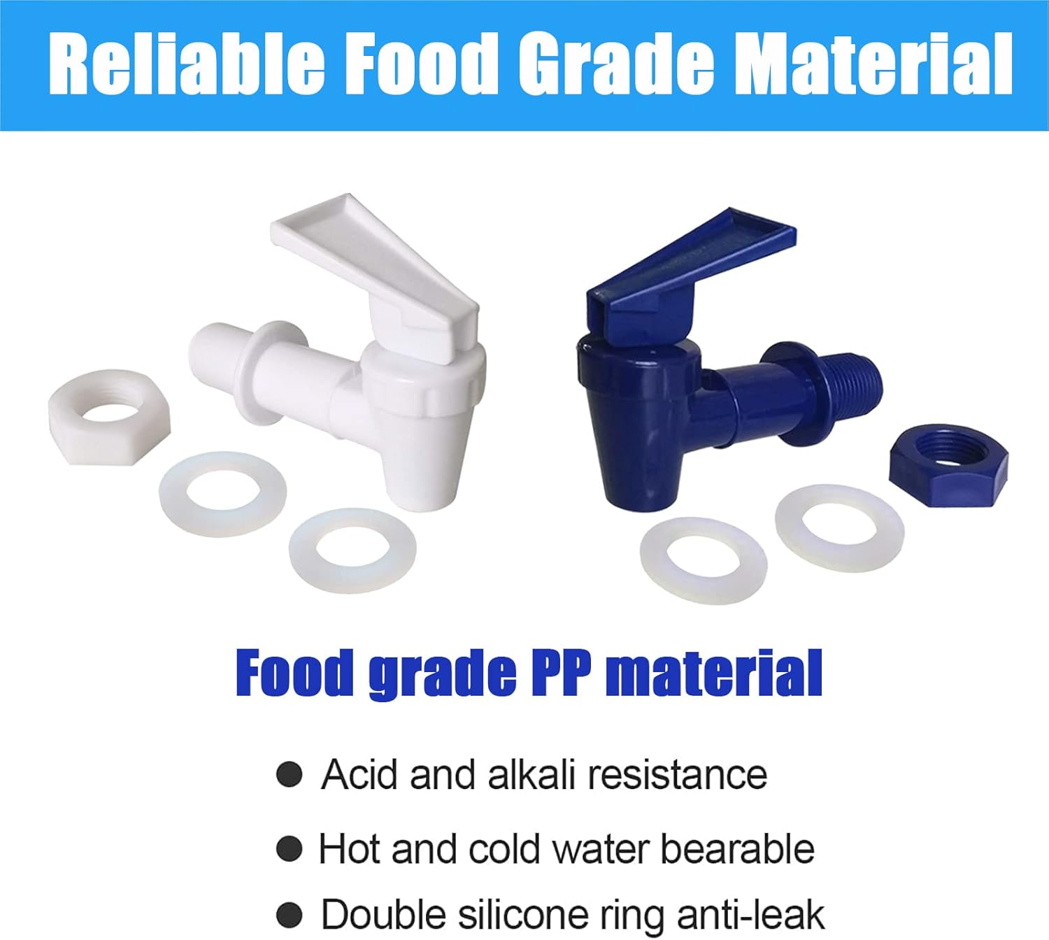 4 Pack 3/4Plastic Faucet,Replacement Cooler Faucet Water Bottle Jug Reusable Spigot Spout, BPA Free Dispenser Tap Set, Water Crock Valve Gravity Water Spigot (3/4" External Thread)