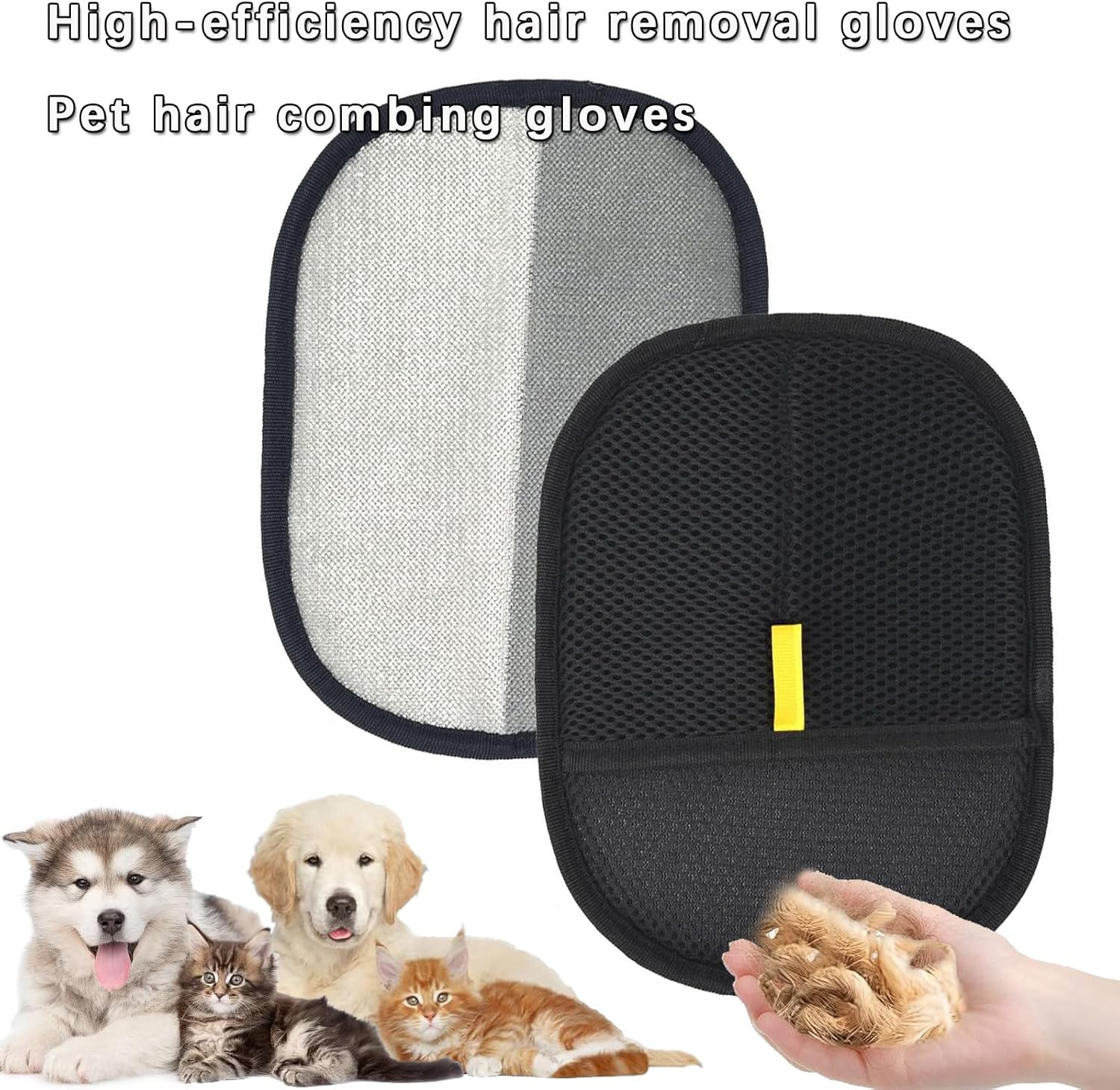 Onlvmyur 4 X Pet Hair Remover Glove Efficient Cat Hair Remover Glove Black Pet Hair Removal Gentle Grooming Glove for Dogs and Cats