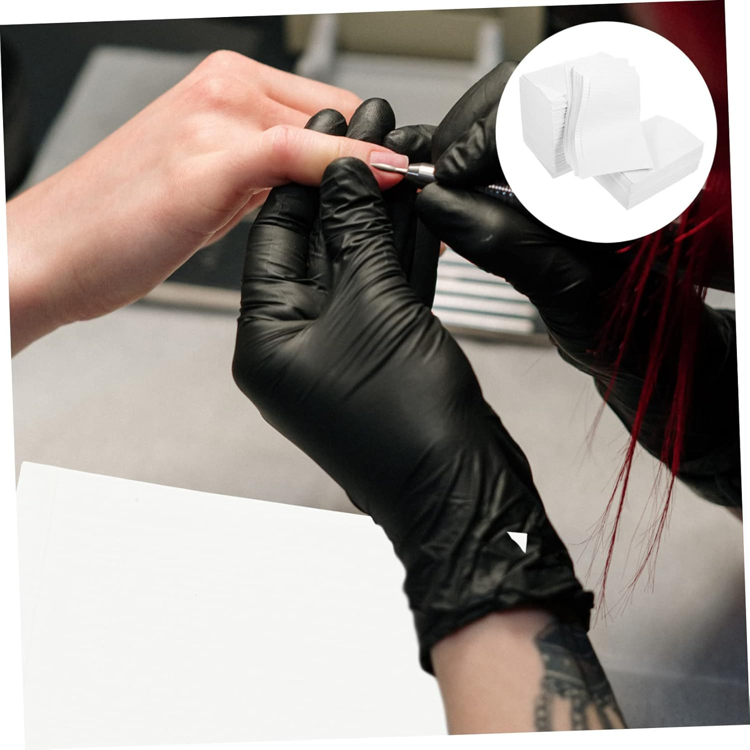 Garneck 125Pcs Disposable White Nail Table Mats - Manicure Desk Pads for Nail Art - Tattoo and Beauty Salons Pulp Paper Mats for Clean and Hygienic Workspaces