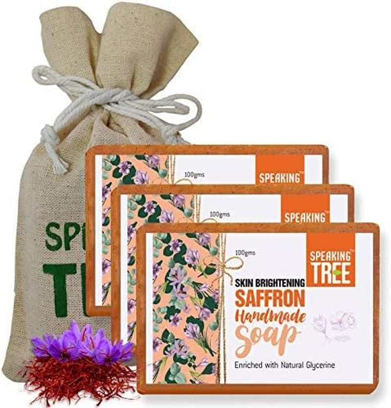 Speaking Tree Skin Brightening Saffron Handmade Soap - 100 Gms (Pack of 3) image number 1