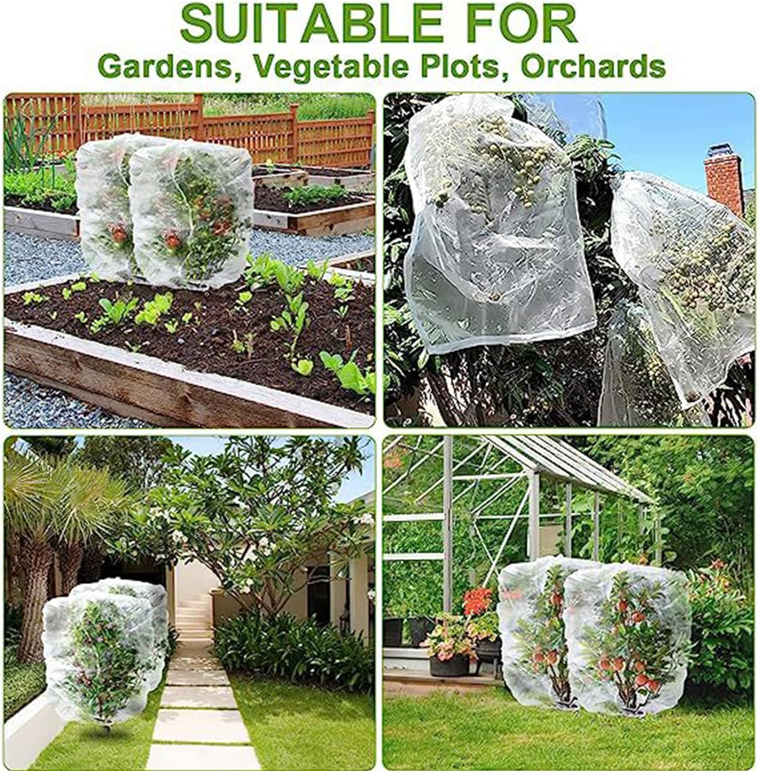 Garden Plant Netting Barrier Bags with Drawstring, 2Pcs Garden Netting Insect Bug Mesh Bags,Insect Bird Barrier Netting Mesh,Garden Netting Garden Plant Fruits Protection Netting Covers Bags1.5X1M image number 2