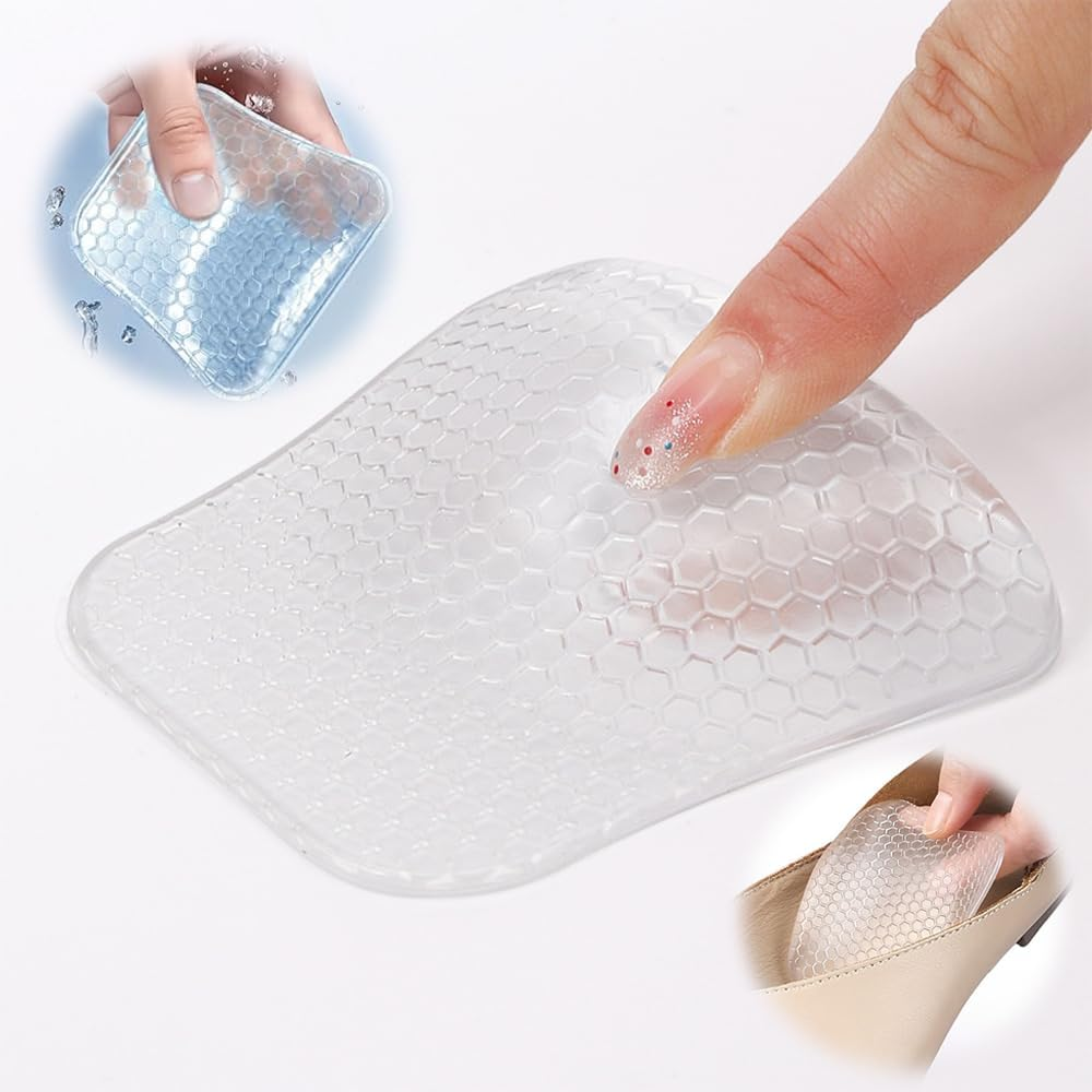 Arch Support Cushion Pads, 2 Pairs, Non-Slip Gel, Clear, Honeycomb Massage Design image number 5