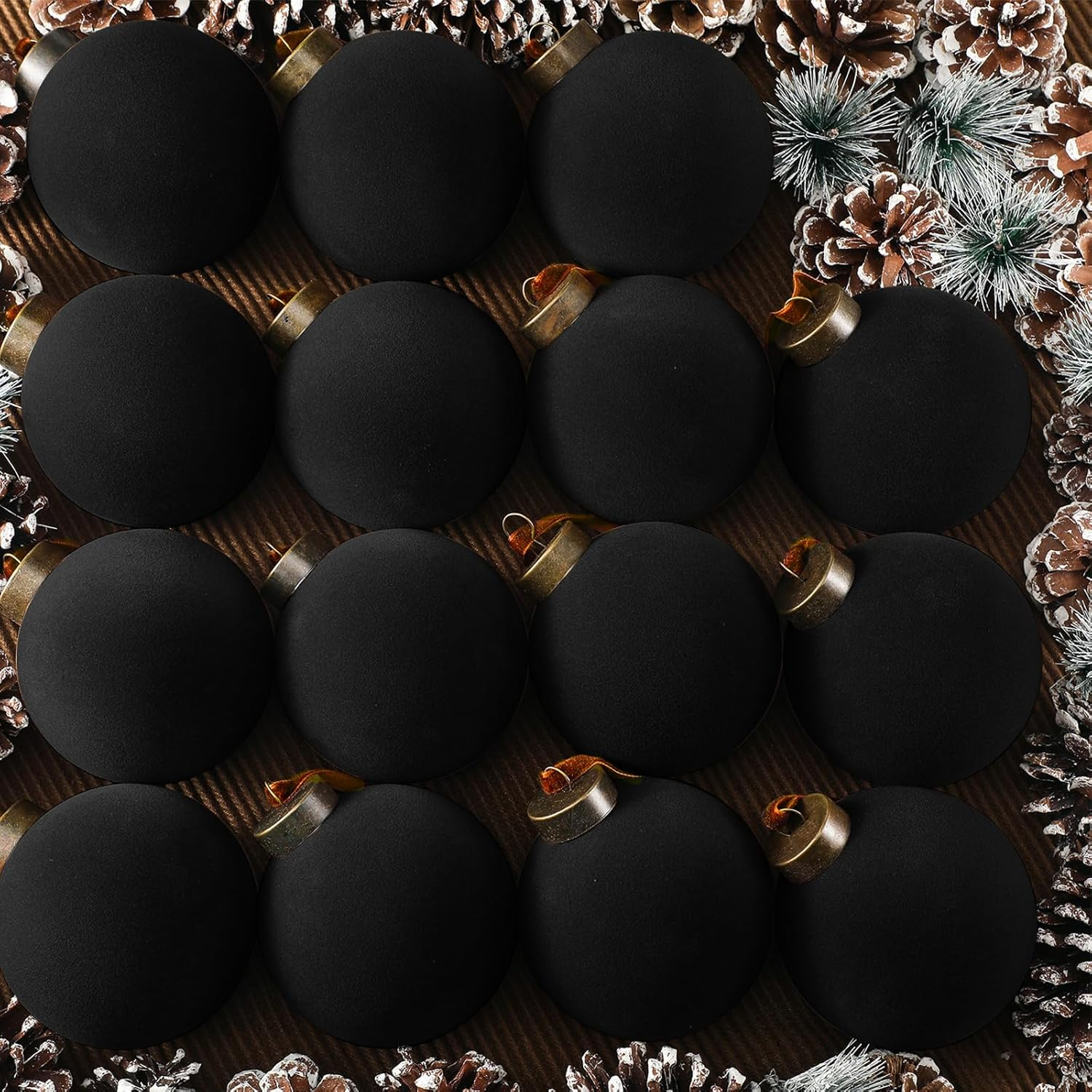 Liliful 15 Pcs Velvet Christmas Balls, Black, 3.15 Inch, Hanging Ornaments, Christmas Tree Decoration