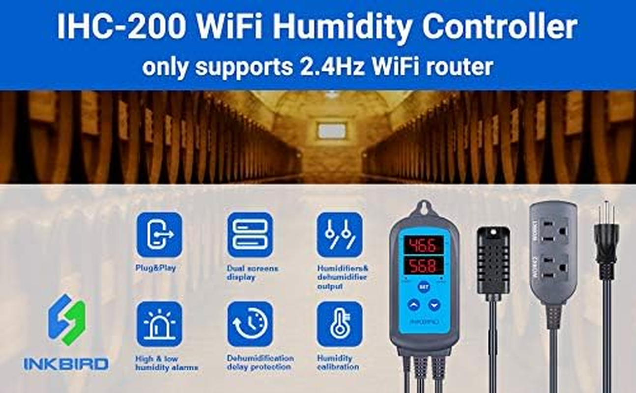 Inkbird Wifi Thermostat ITC-308 Digital Temperature Controller with Wifi Humidity Controller IHC-200 Digital Humidistat for Smoking Meat Mushroom Humidifier Dehumidifier Reptile Greenhouse Home Brewing image number 4