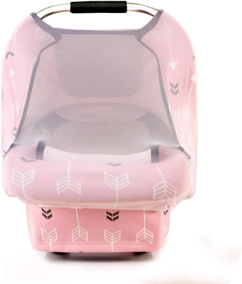 Stretchy Baby Car Seat Covers for Boys Girls Infant Car Canopy Spring Autumn Winter Snug Warm Breathable Windproof Adjustable Peep Windowinsect Freeuniversal Fitpink Arrowshower - Purple image number 4