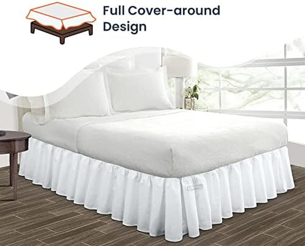 53Cm(21") Drop King-Single Size White Ruffled Bed Skirt Split Corner Pleated Style Easy Fit Easy Care Fade & Wrinkle Resistant-Cotton Micorfiber Made image number 5