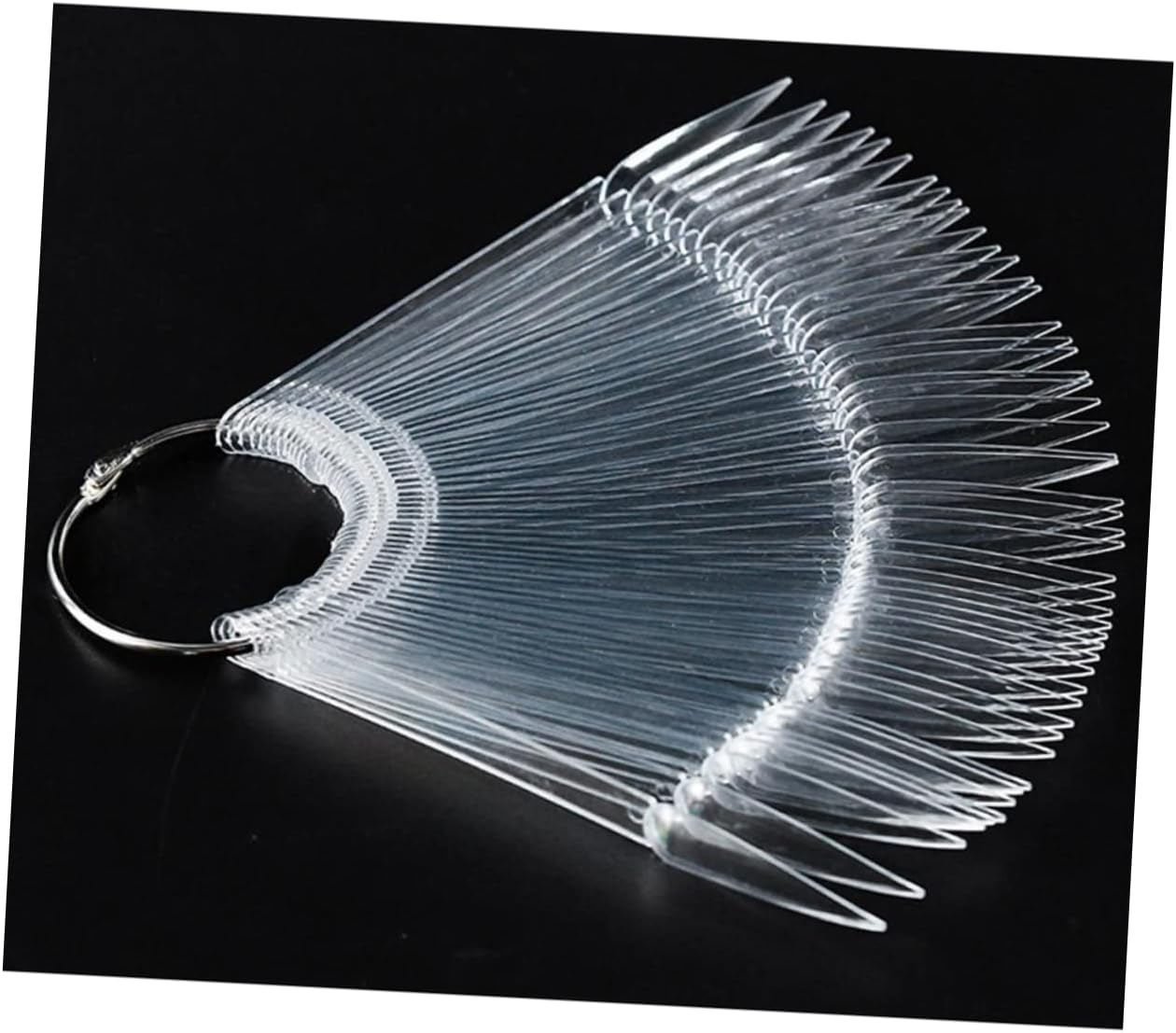 CTIRCHIU 100Pcs Transparent Nail Color Plates Fan Shaped Display for Nail Art Practice Smooth Surface Convenient Carry Design for Manicure Enthusiasts image number 5