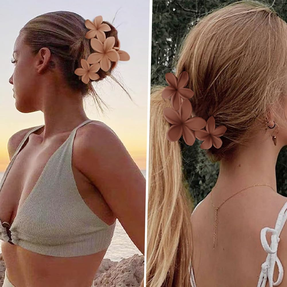 TOFBS Pack of 6 Hair Clips for Women Large Flower Shaped Claw Clips Stylish Non-Slip Matte Hair Clips Hair Decoration Accessories image number 2