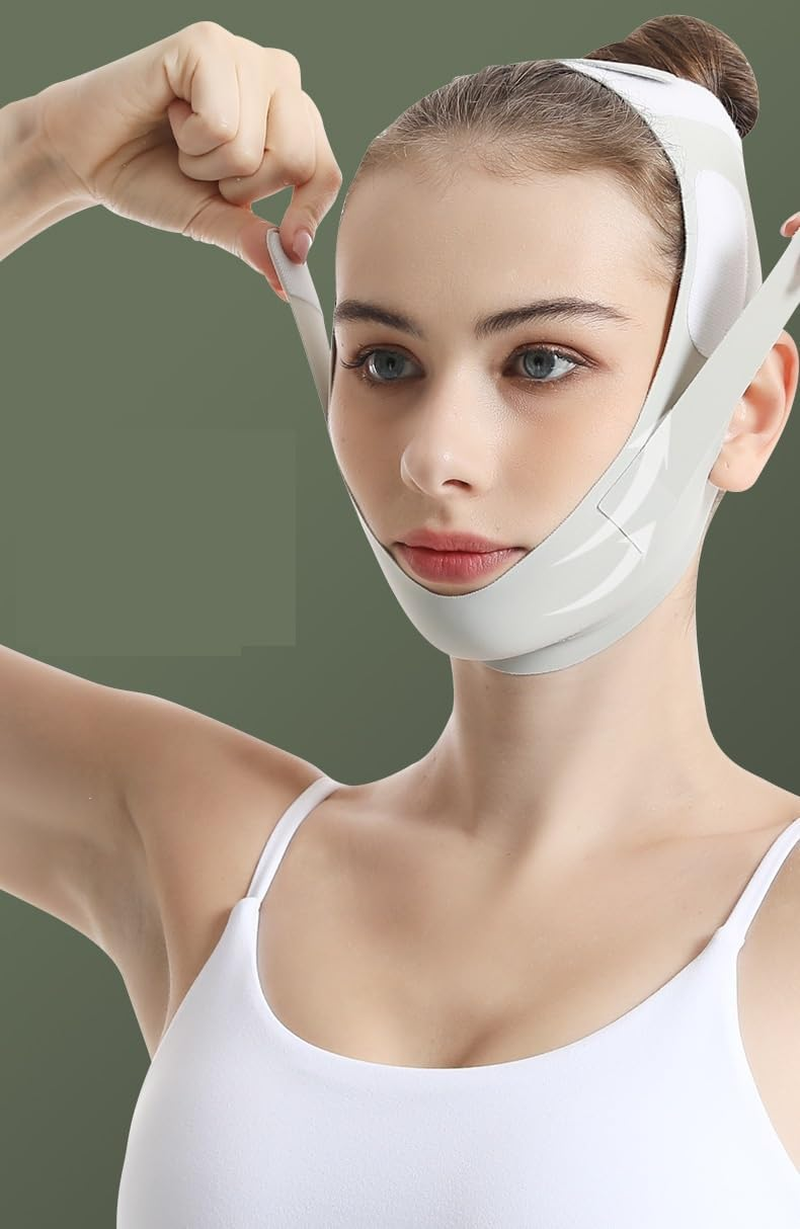Mask Chin up Mask Face Strap, Soft Chin Strap V Shaped Face Mask (Green, 18 * 58CM) image number 1