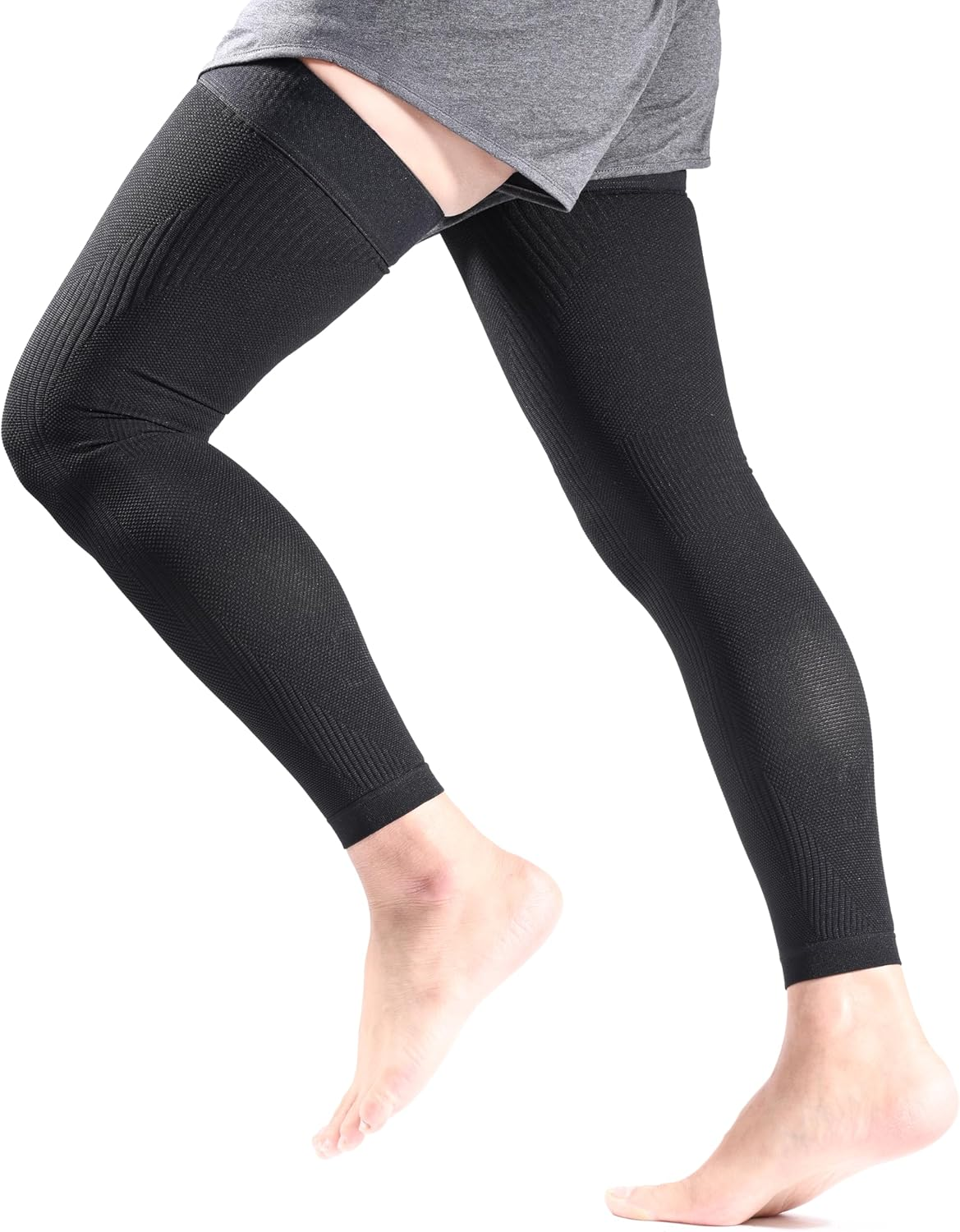 KEKING Full Leg Compression Sleeves, Unisex, Thigh High Compression Stocking 20-30Mmhg Graduated Support for Thigh Calf Knee image number 2