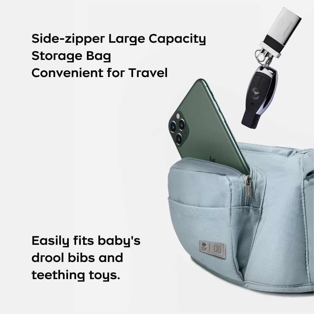 Bc Babycare Baby Hip Seat with Soft Cotton Material, 30 Degree Incline, Shock Absorption and Anti-Slip Design Hip Carrier (Pink) - Blue image number 5