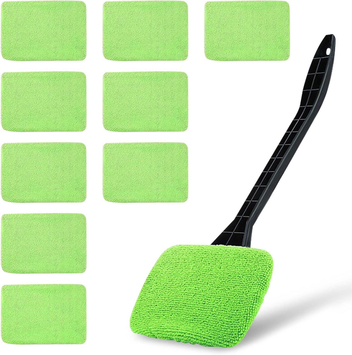 ASTIMESA Green Microfiber Windshield Cleaner Tool Set, Car Window Cleaner with 9 Replacement Cloth, Interior Windshield Cleaning Washer Supplies for Wiper Glass Rear inside Auto Mirror(10) image number 6