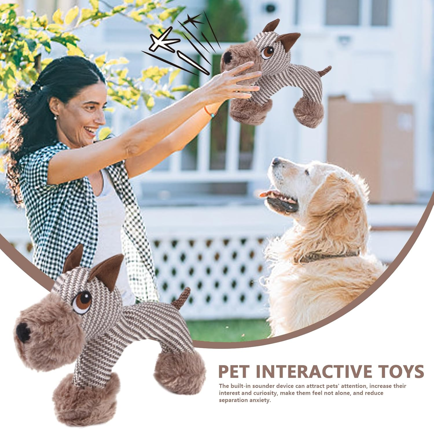 Dog Stuffed Animals Chew Toy, Self Play Pet Squeeze Toy, Interactive Dog Teeth Cleaning Toy for All Breed Dogs/203 image number 2