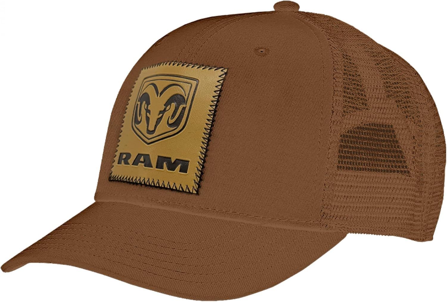 Changes Dodge Ram Logo Sewn Patch Adjustable Trucker Hat Brown, Brown, One Size image number 1