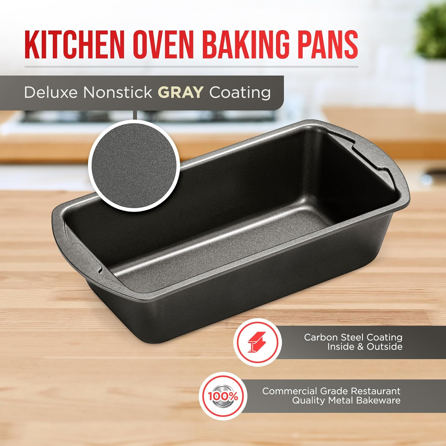Bakken Swiss - Bakeware Set &ndash; 6 Piece &ndash; Stackable, Deluxe, Non-Stick Baking Pans for Professional and Home Cooking &ndash; Carbon Steel, Gray Stone Coating image number 3