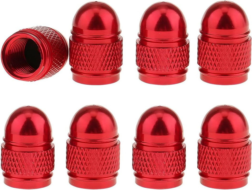 CGEAMDY Pack of 8 Car Valve Caps Cover, Car Valve Aluminium Caps, Car Tyre Bullet Valve Cap, Tyre Valve Dust Caps, Universal Replacement (Red) image number 4