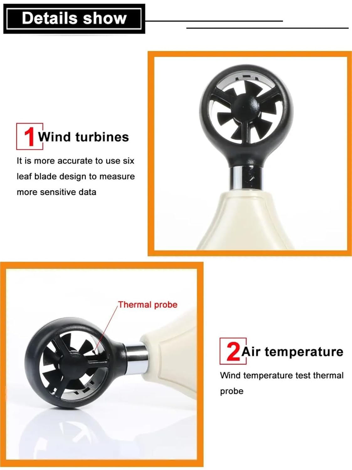 Anemometer, Wind Speed Meter, Windmeter 0-30M/S Mini Handheld Digital Air Velocity Response Wind Speedometer Sensor image number 5