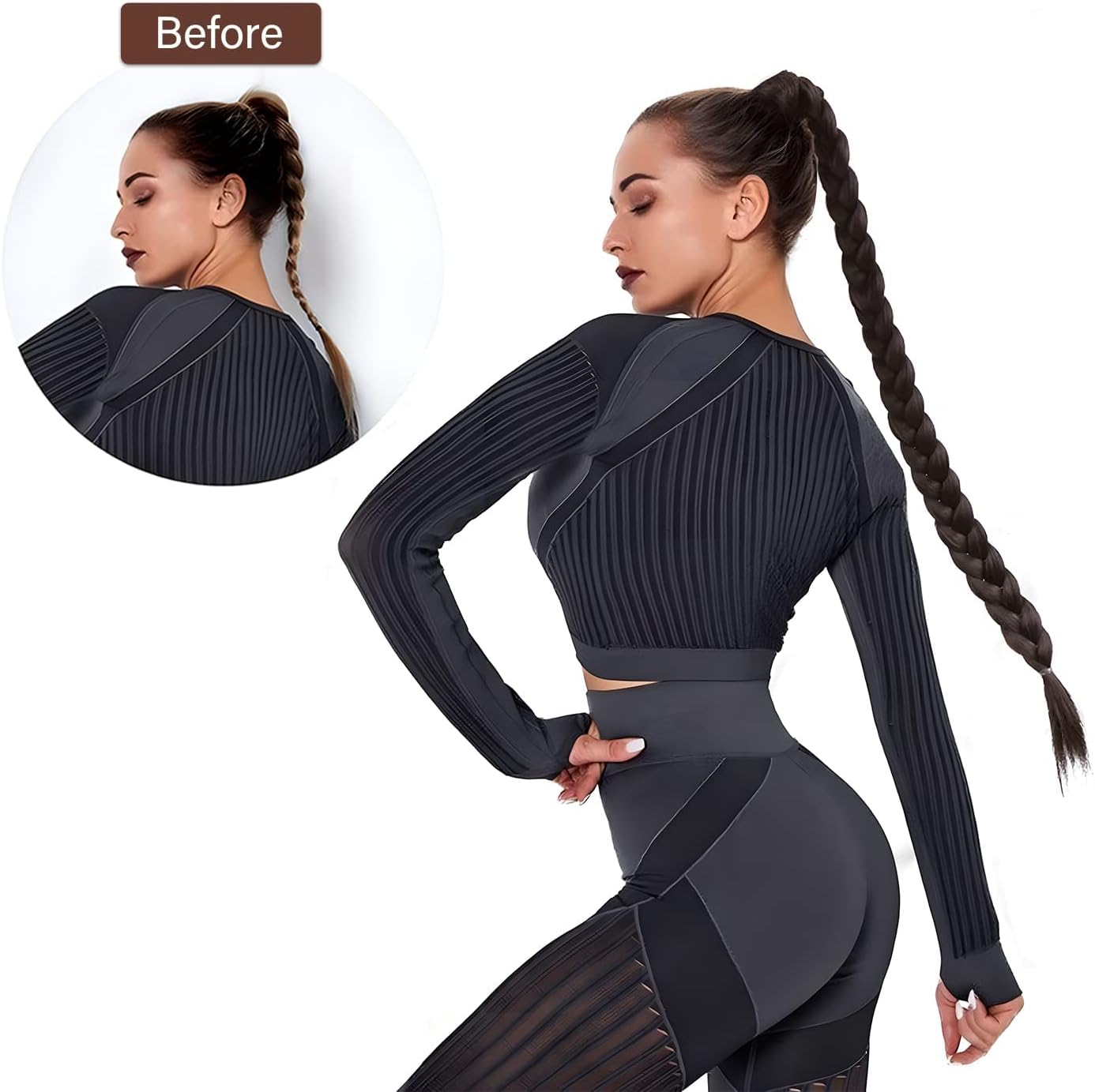 Braided Ponytail Extension 36 Inch Braid Ponytail Extension with Hair Tie Straight Wrap around Hair Extensions Ponytail Long Braided Ponytail for Women Daily Wear (4#) - 27 image number 3