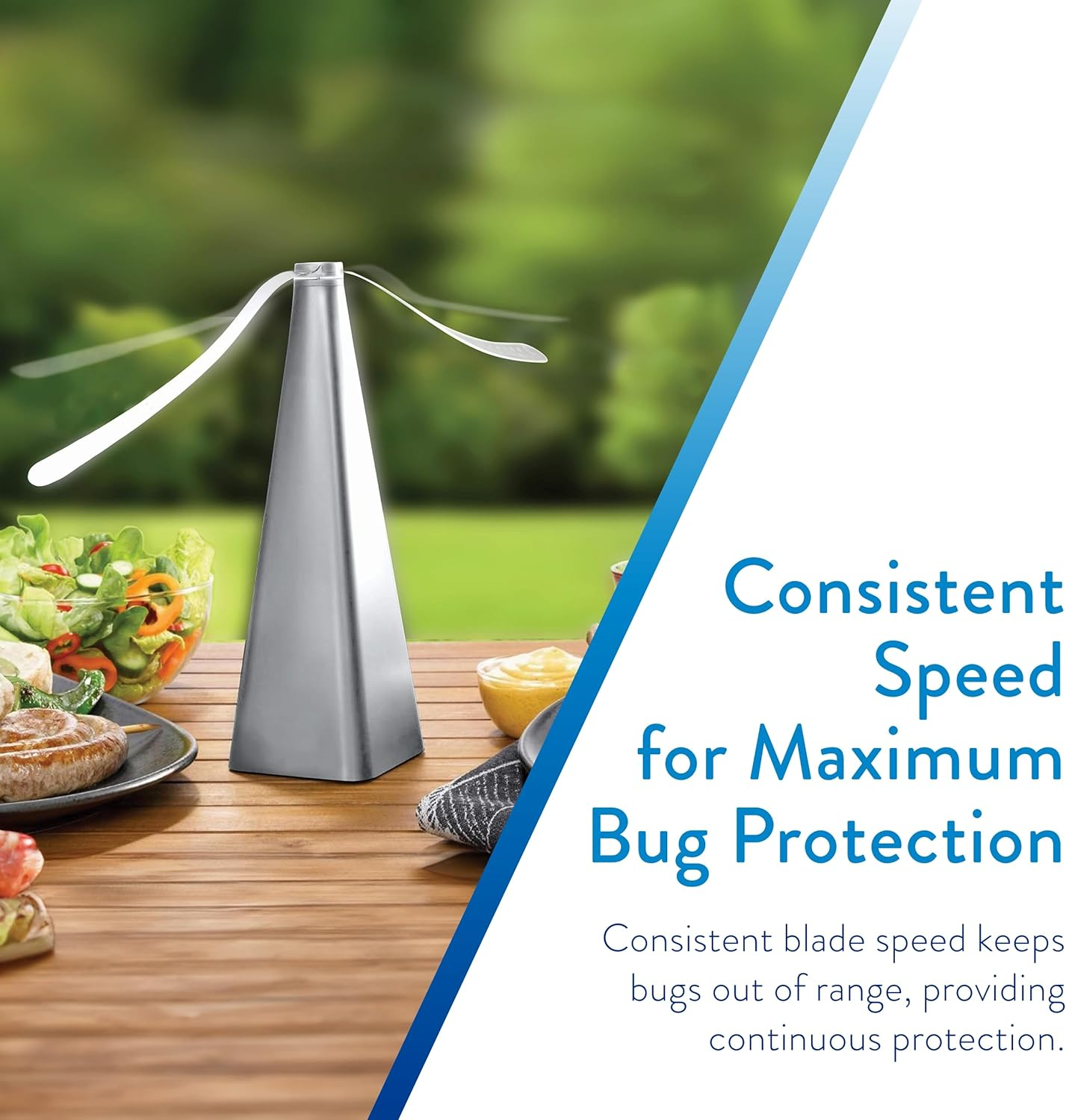 Treva Chemical Free Bug Fan, Fly Deterrent with Holographic Blades to Clear Bugs, Mosquitoes, and Flies, Battery Powered Fly Fan (2, Silver) image number 5