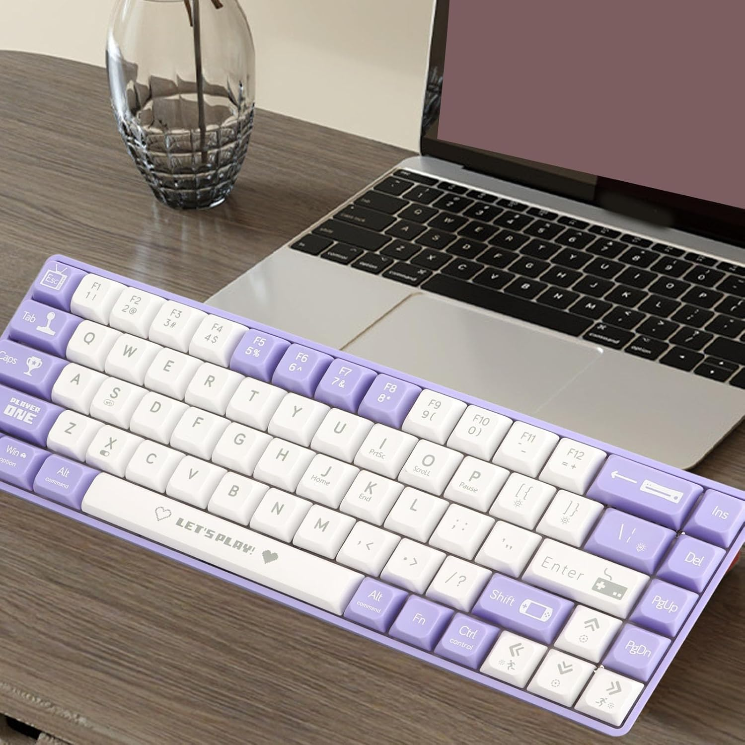 Portable 60% Mechanical Gaming Keyboard, 68 Keys Mechanical Keyboard, Hot Swappable Dynamic Backlighting Red Switch Mechanical Keyboard for Gaming for Type C Devices (Purple And image number 3