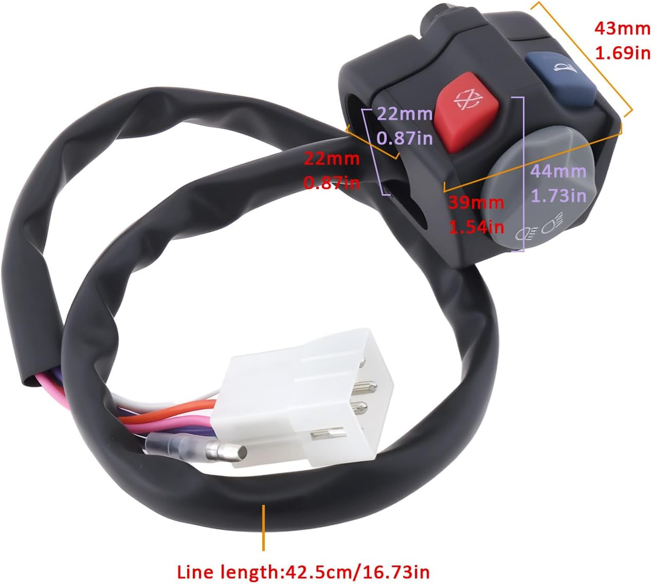 YINETTECH Headlight Switch Kill Switch Button Compatible with KTM EXC ECXF 150 250 300 TPI 2018-2023 image number 6