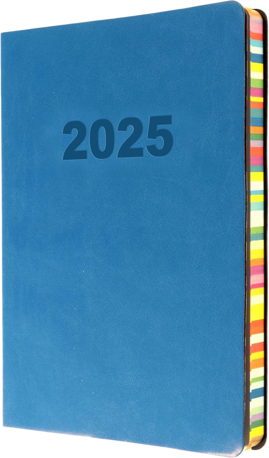 Collins Edge Rainbow 2025 Diary - A5 Day to Page Planner (With Appointments) - Light Blue - (ED151.U57-25) - Daily Planner with Soft Touch Covers and Coloured Page Edges
