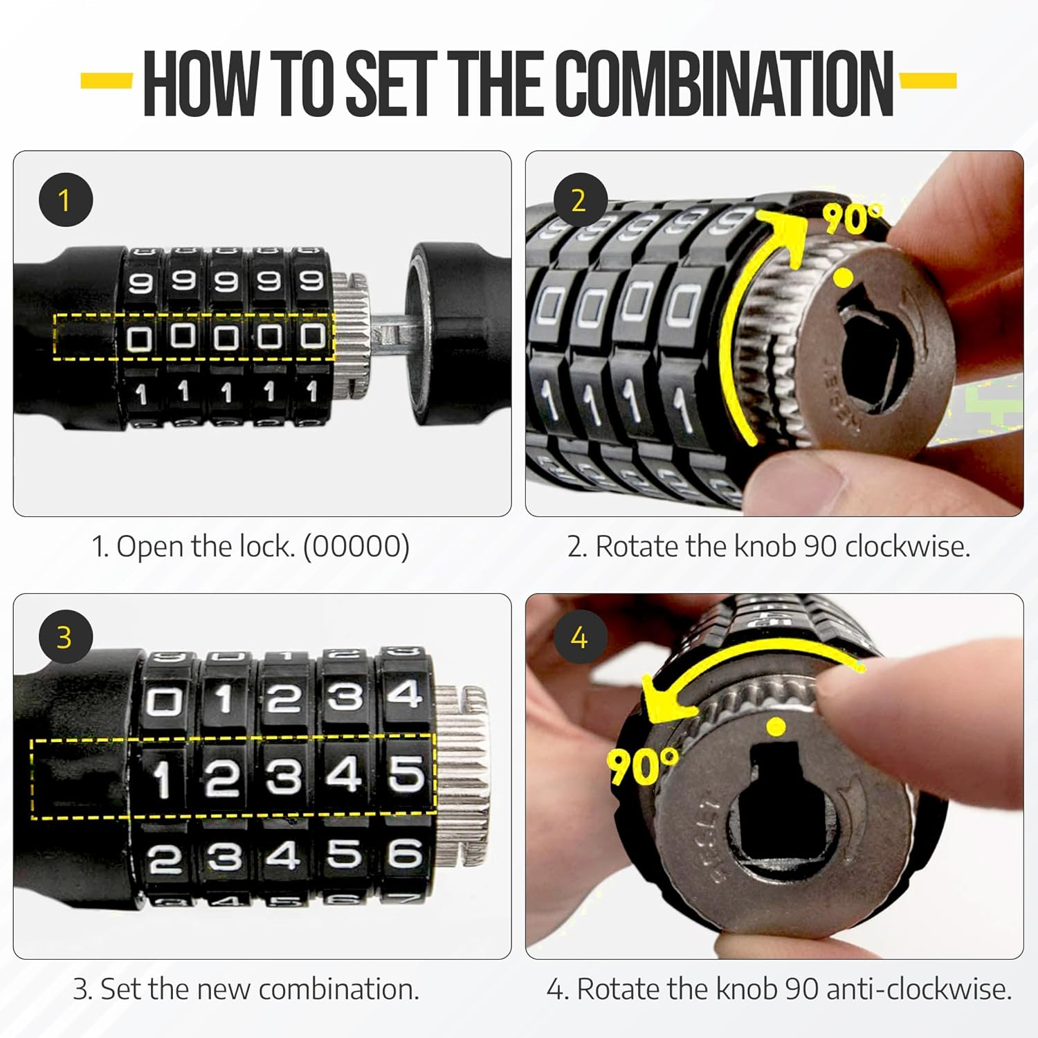 Roama 6 Mm Combination Bike Chain Lock 120 Cm Chain, Built-In Combination Lock Security, Heavy Duty Steel Links, Extra Long Length, Anti-Theft Bike Lock for Electric, Road, Dirt, Off-Road Bicycles image number 2