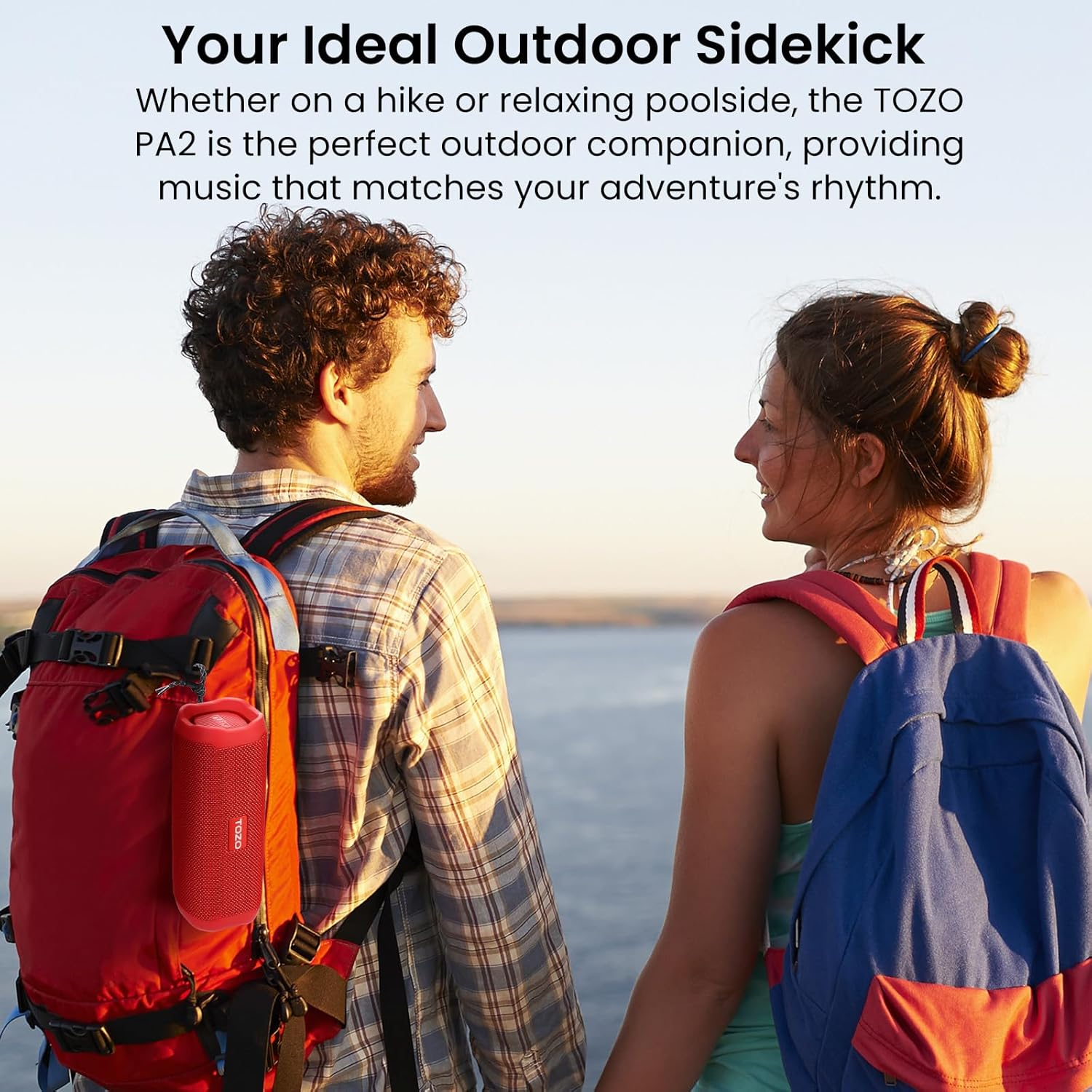 TOZO PA2 Bluetooth Speaker with Three EQ Modes, 25H Playback, Supported Calls, Waterproof Portable Wireless Speaker with Dual Dynamic Coil Drivers Stereo Sound Perfect for Home and Outdoors Red image number 4