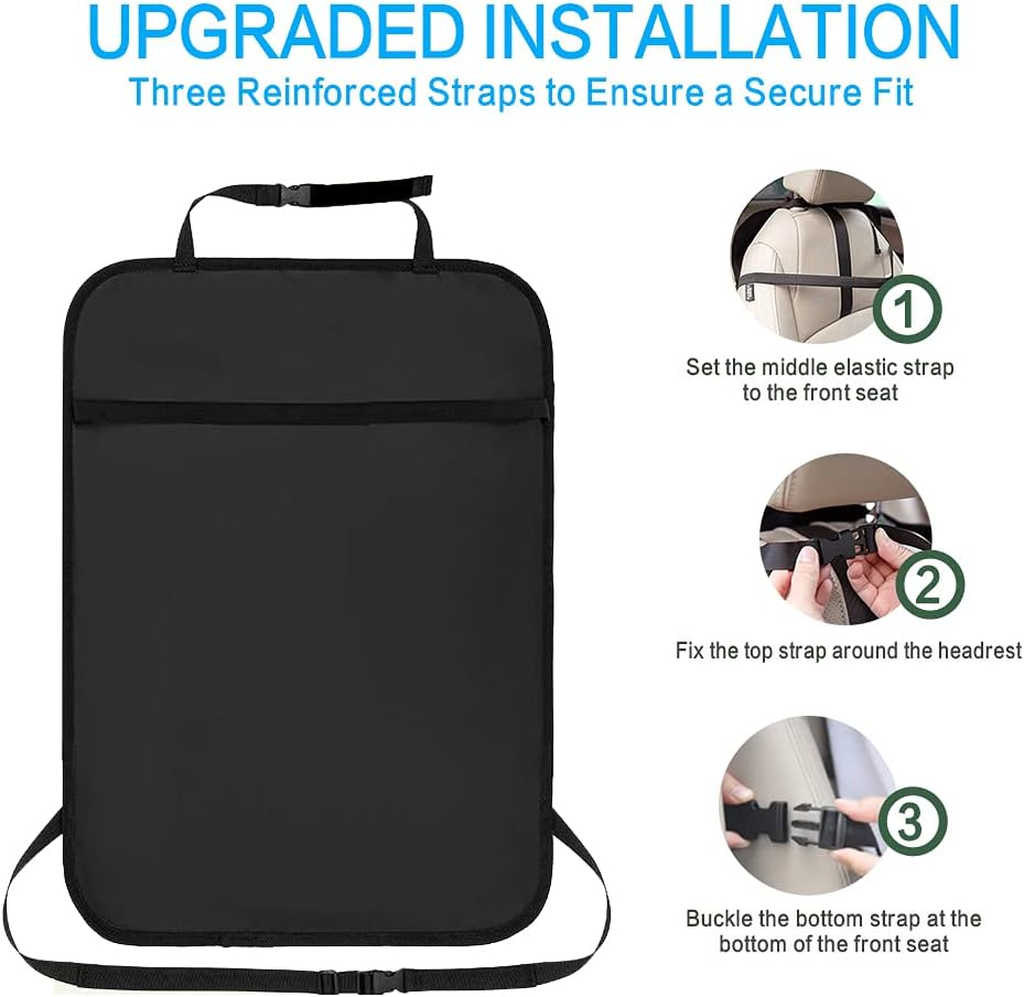 Premium Backseat Organizer for Kids 2 Pack, Waterproof and Stain Resistant Kick Mats Back Seat Protector, Durable Backseat Car Organizer with Tablet Holder+Storage Pockets