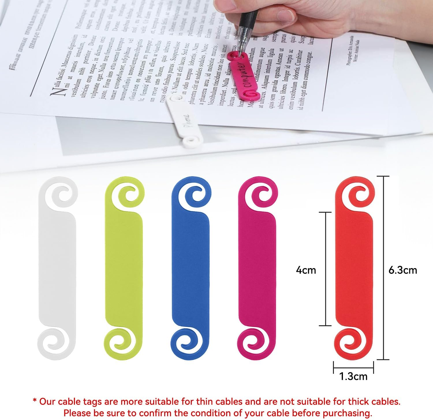 60 PCS Multicolor Cable Labels Cable Tags Cable Management Labels Write on Cord Identification Tags for Thin Cables USB Computer Phone Charger (Not for Thick Cables) image number 3