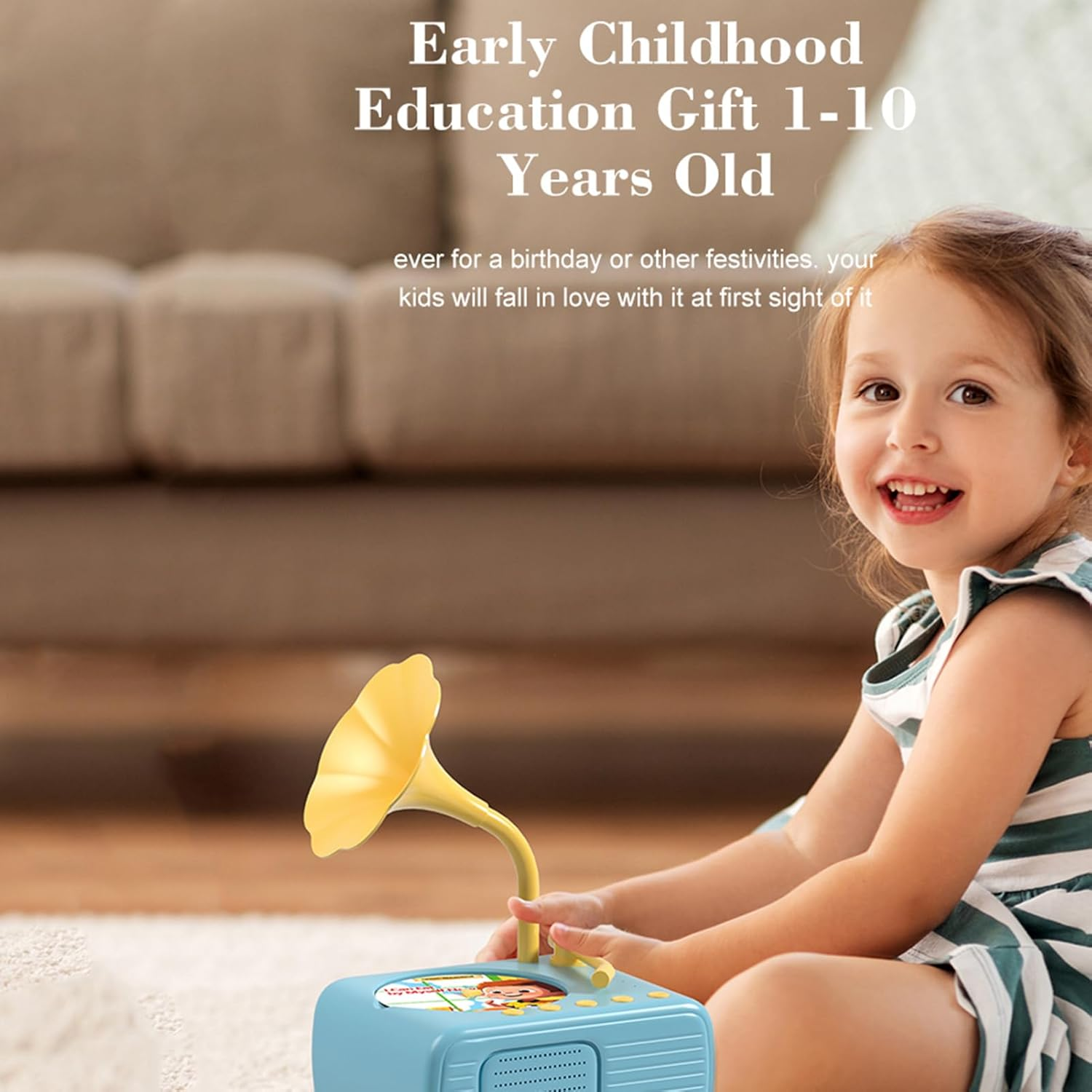 Sweako Kids Gramophone with 96 Cards, Kids Phonograph Record Player, Kid Phonograph Book with Sound, Musical Sensory Toy with Story Music Player for All Boys and Girls Aged 3-12 (Pink) image number 4