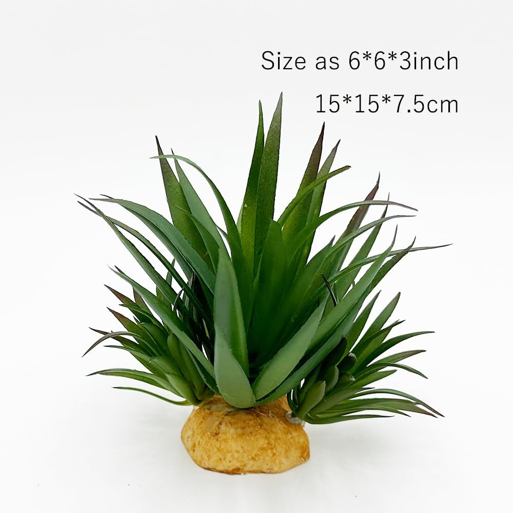 Smoothedo-Pets Reptile Artificial Plants Succulent Terrarium Decor Desert Rain Forests Plant Lizard Bearded Dragon Chameleon Gecko Snake Amphibian Habitat Hideout Tank Accessories (Agave-Set)