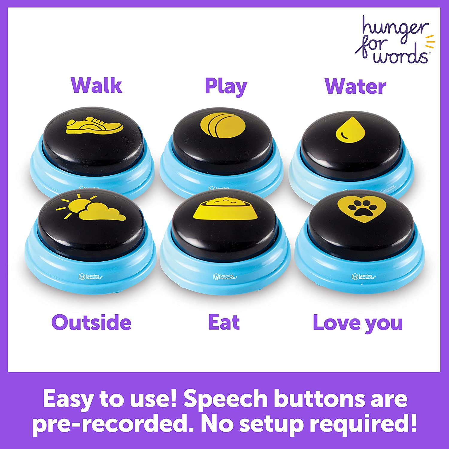 Hunger for Words Talking Pet Essential Words Button Set (6-Pieces) image number 4