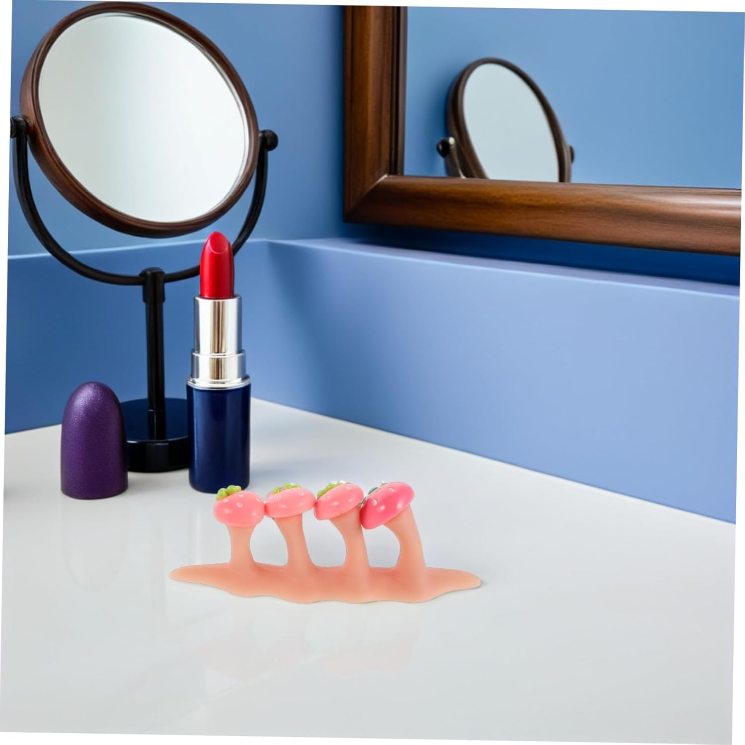 2 Sets Silicone Toe Separators for Pedicure Soft Comfortable Toe Spreaders with Strawberry Beads Decor for Nail Art Salon and Home Use image number 2