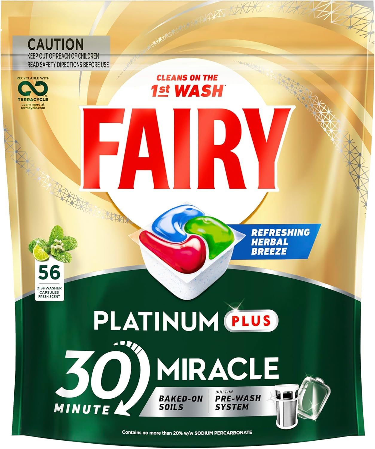 Fairy Platinum plus 30 Minute Miracle Fresh Scent 56 Pack image number 2