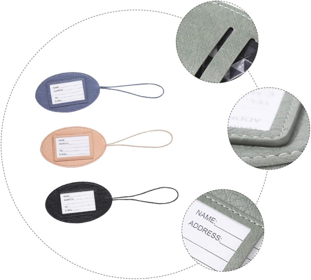 LIGIGWASH 3Pcs Pu Leather Luggage Tags Multifunctional Boarding Pass Holders Travel Card Covers Portable Suitcase Labels for Suitcases and Bags Random Color image number 5