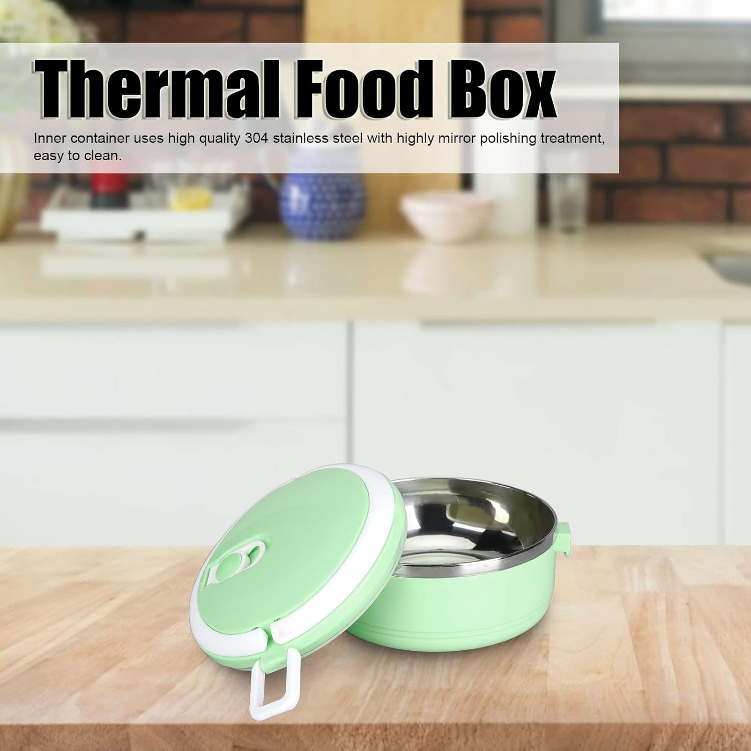 Thermal Insulated Food Box, Tight Stackable Thermal Lunchbox Silicone Sealing Ergonomic 304 Stainless Steel for School image number 1