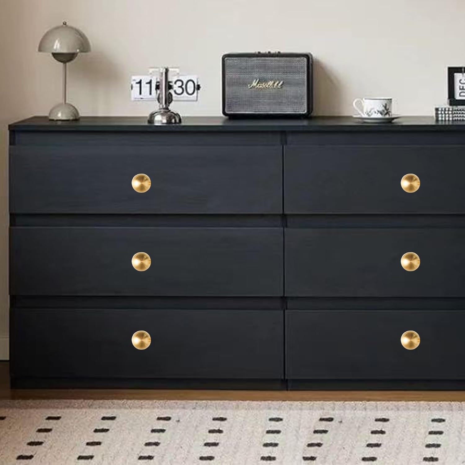 Ymaiss 12 Packs Brushed Gold Cabinet Knobs round Kitchen Dresser Knobs Drawer Pull Handles Single Hole Knobs Hardware for Drawer Dresser Cupboard Wardrobe image number 3