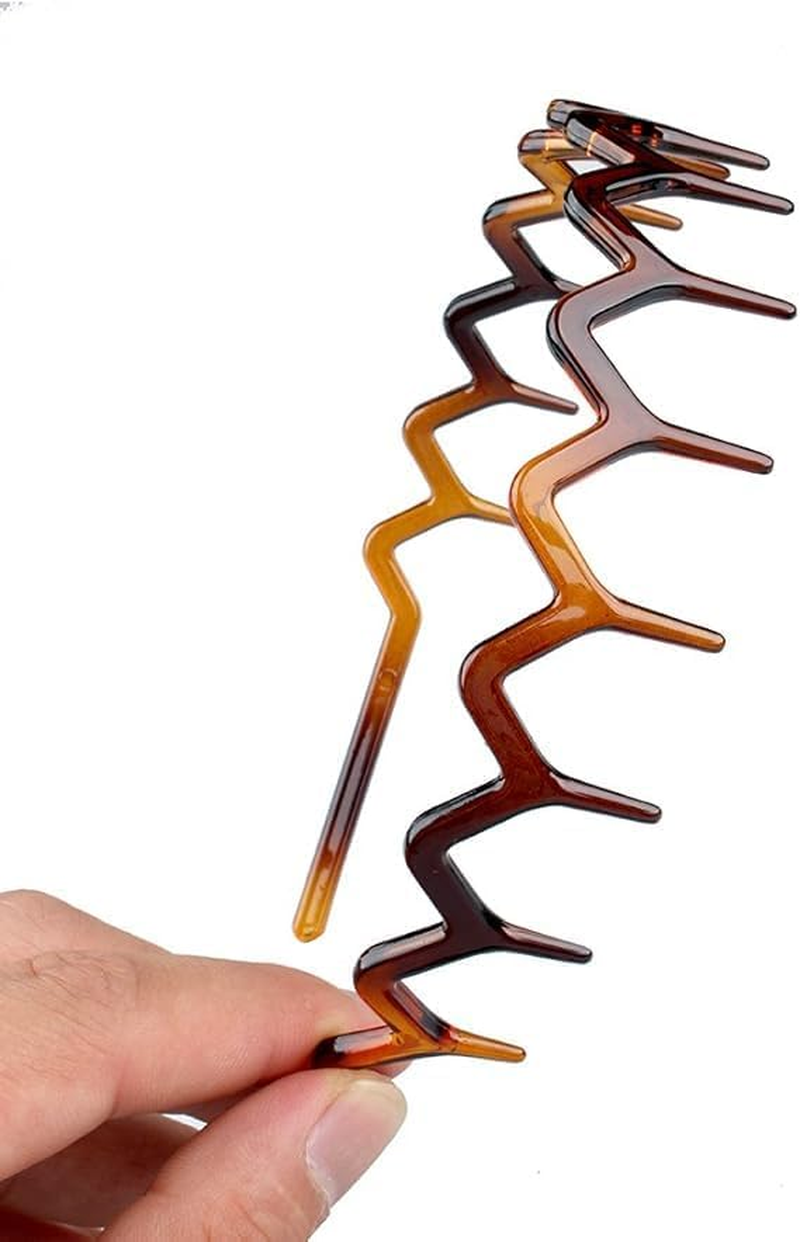 Set of 2 Zig Zag Black Plastic Sharks Tooth Hair Comb Headband image number 4