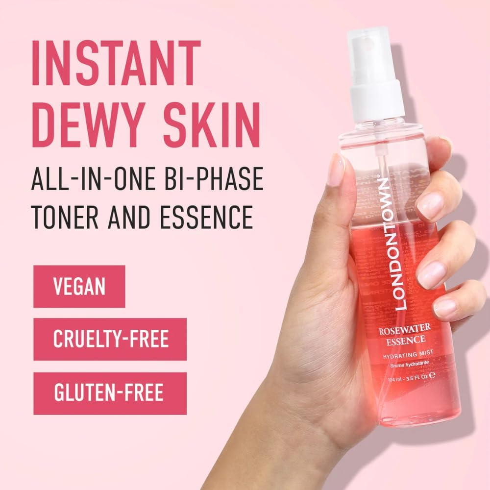LONDONTOWN Rosewater Essence, Facial Mist Spray, 3.5 Fl. Oz