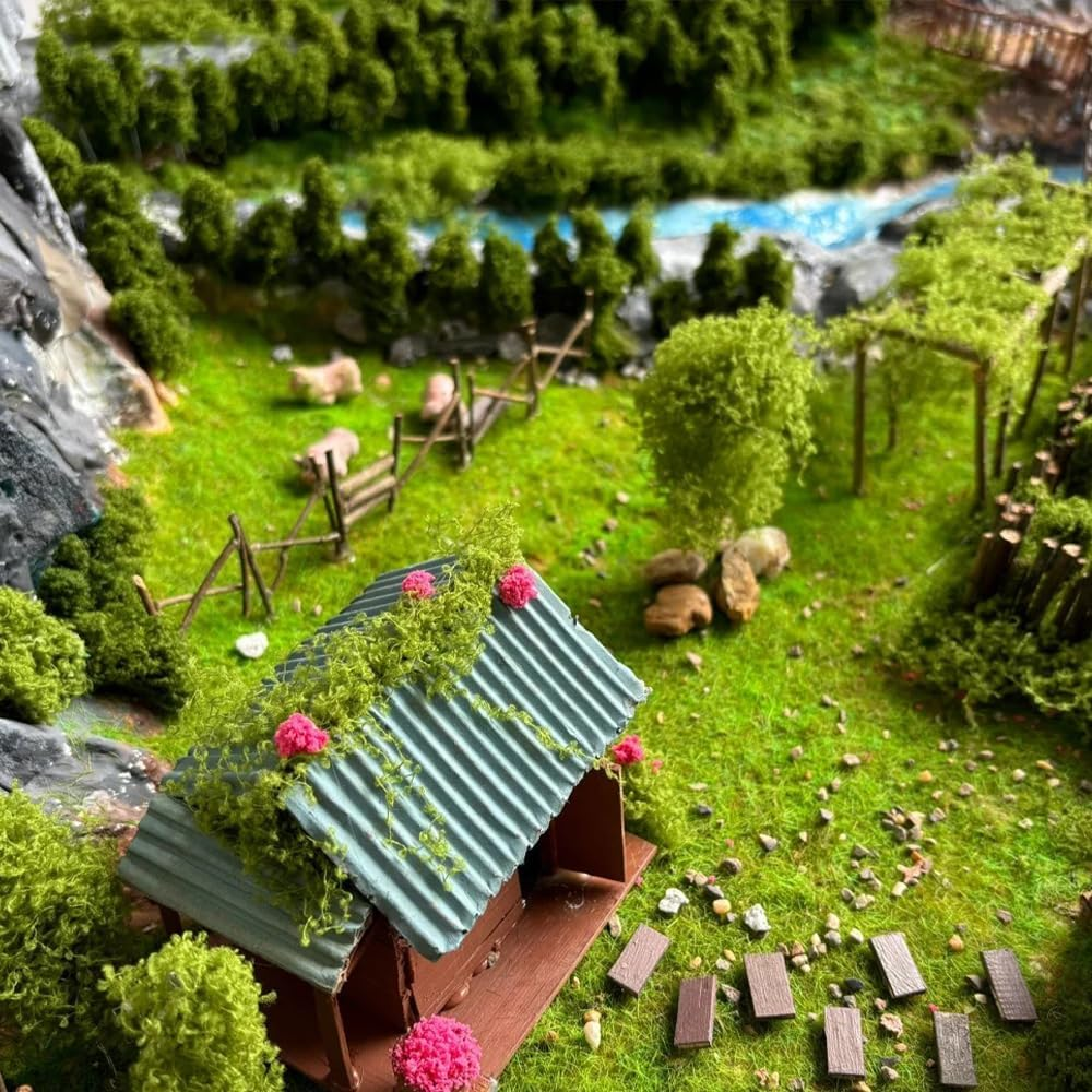 FRAINBOWZ 5Pcs Model Grass Mat,Craft Doll House Model Railway Scenery Model Nylon Flocking Turf for Model Scenery （25X25Cm） image number 2