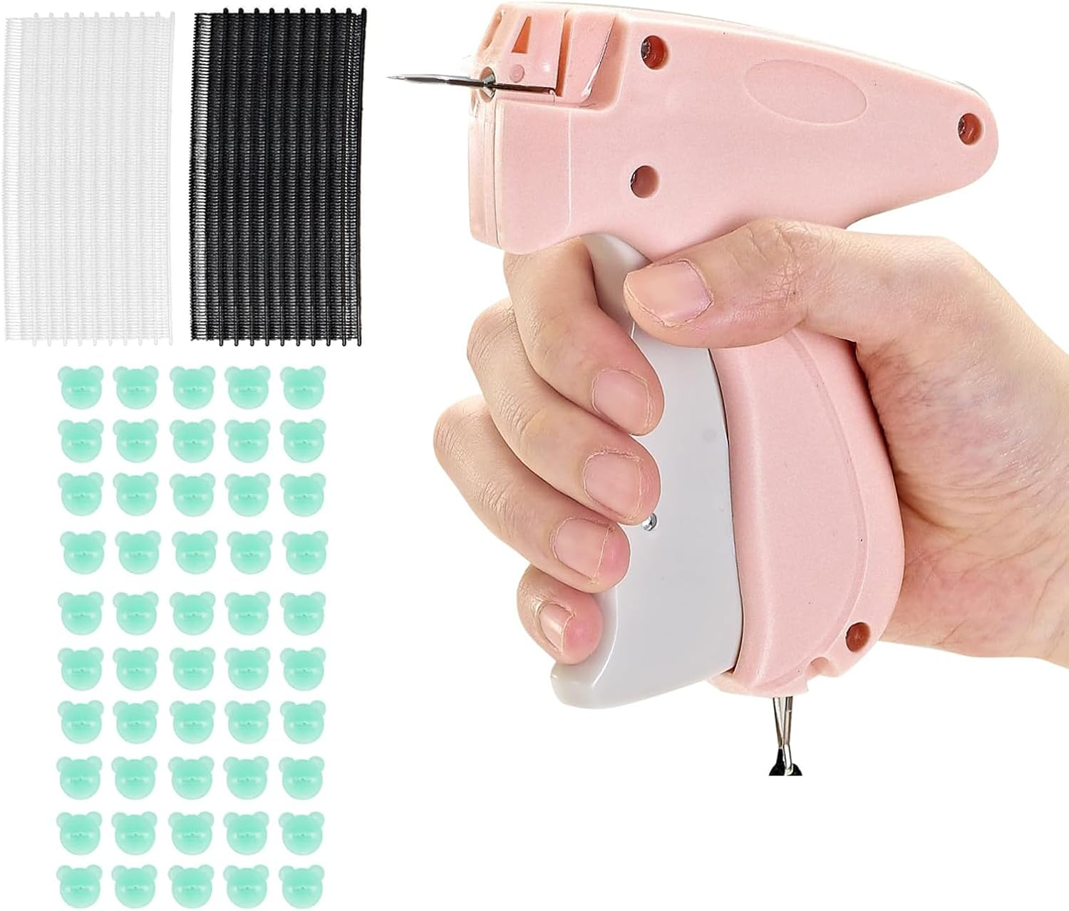 Stitchy Tagging Gun for Clothes - Comes with 50 Luminous Bear Fasteners, 330 Short & 330 Long Glue Needles, Acts as Hand Held Sewing Machine