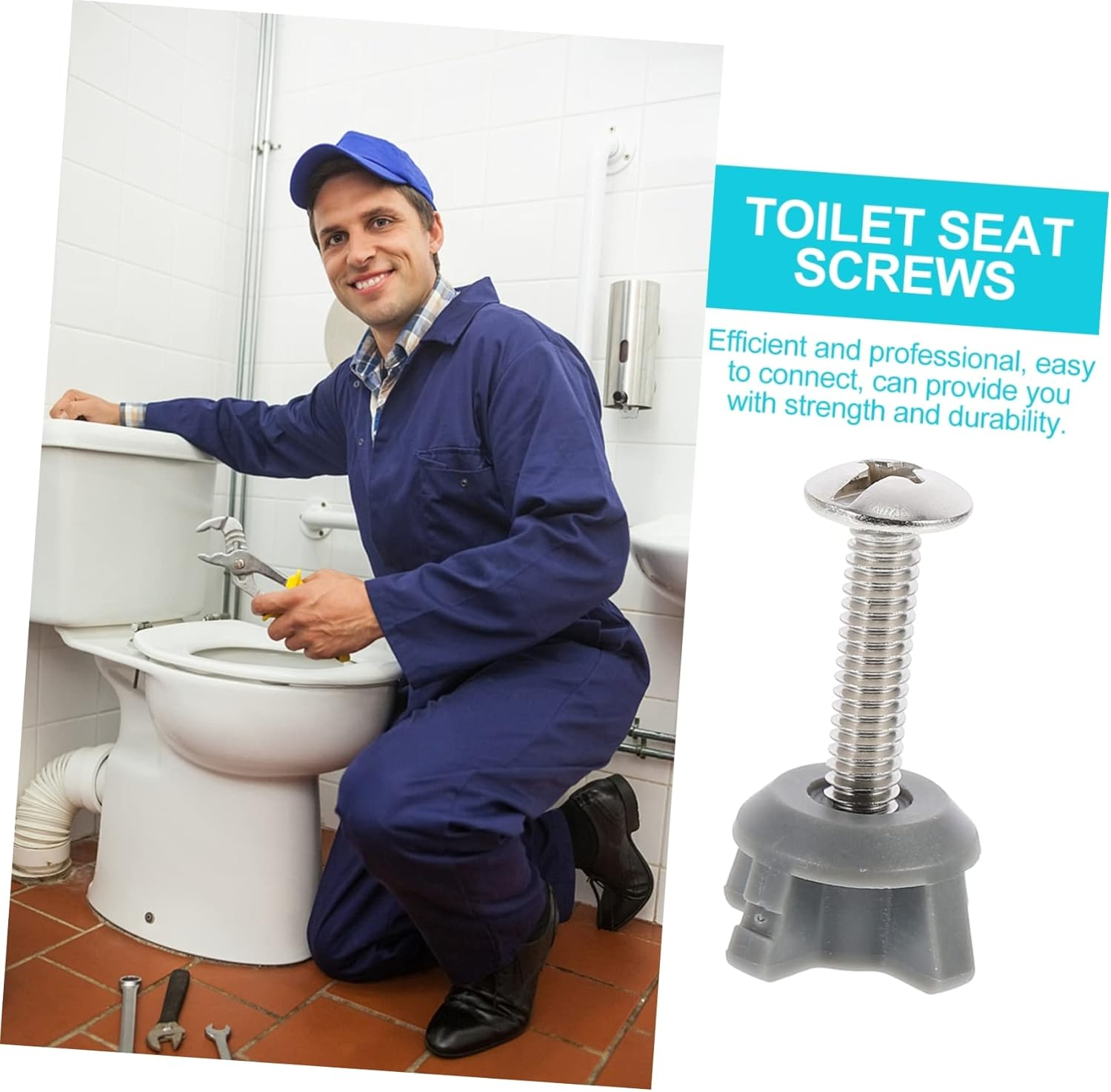 TEHAUX 2Pcs Professional Toilet Lid Fixing Screws Toilet Seat Accessories Replacement Hinge Bolts for Bathroom Wc image number 1