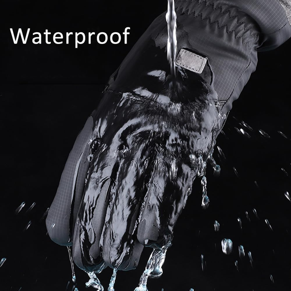 Winter Gloves Men Women, Touch Screen Gloves, Windproof Waterproof Warm Gloves, for Skiing Running Hiking Cycling Texting Gloves, Winter Gloves, One Size image number 4