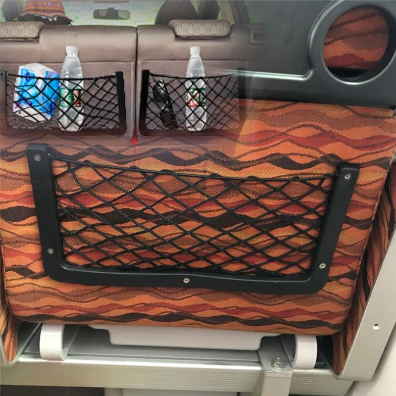 WEZCHUGHAOL Car Campervan Storage Nets 4Pcs, Elastic Mesh Organizer with Durable Plastic Frame &ndash; Fits RV Motorhome Boat Van Truck Accessories (Black)